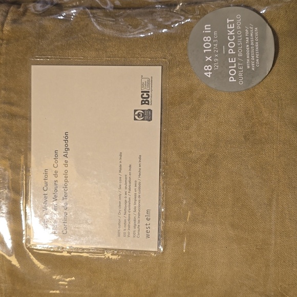 West Elm Cotton Velvet Curtain, Color Elm, Size 48×108 In, Retail $169.00US - Picture 9 of 10